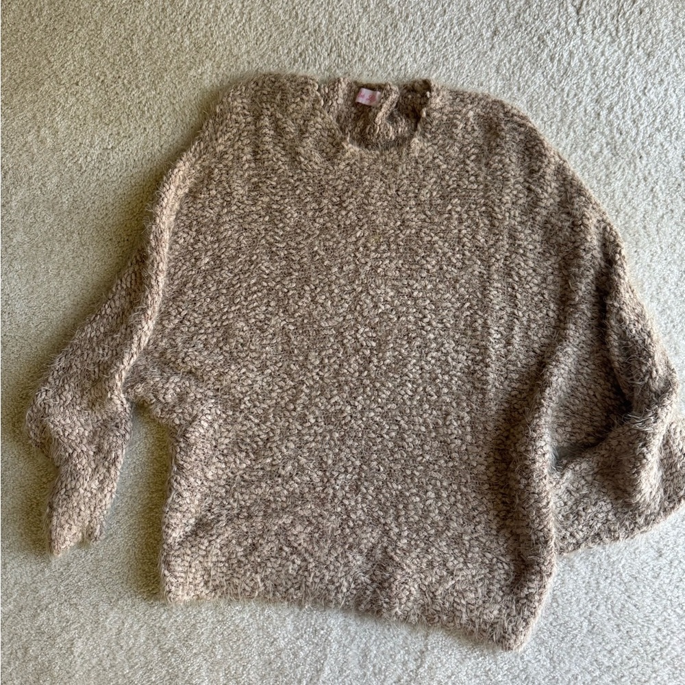 Pink Lily Textured Tan Sweater